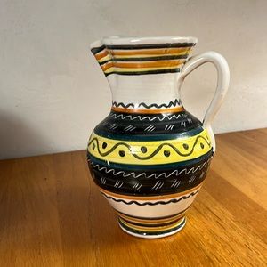 Spanish pitcher.  Pottery.  9”